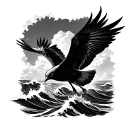 sea petrel soaring over turbulent waves tattoo design idea