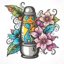 lava lamp with flowers occluding it  tattoo design idea