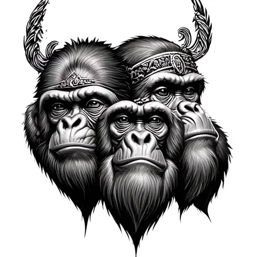 three wise monkeys tattoo design idea