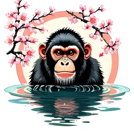 snow monkey hot springs cherry blossom tattoo design idea