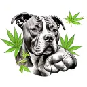kick boxing, pitbull, joint, weed tattoo design idea