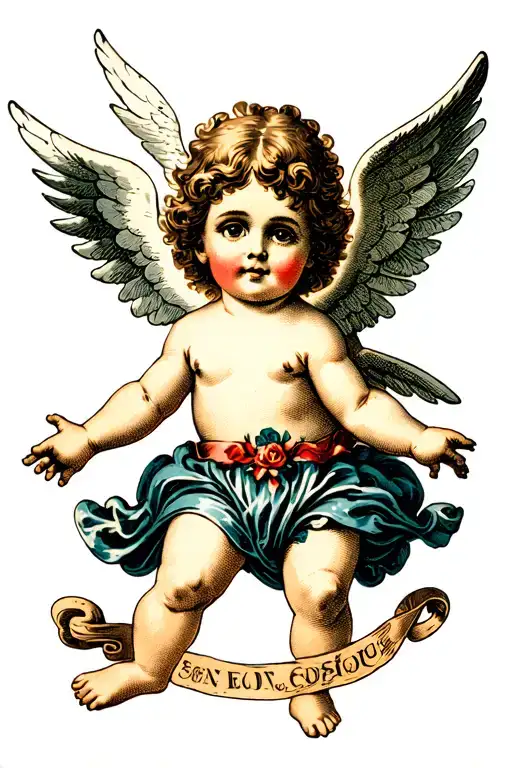 cherub angel tattoo design idea