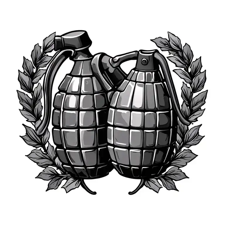 Loyalty with the grenade of the gendarmerie, laurel leaves, the symbol of family and friendship tattoo design idea
