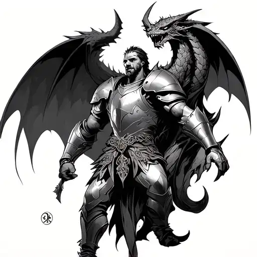 full armor of God defeating the devil tattoo design idea