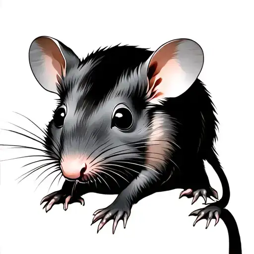 rat with face in its fur tattoo design idea
