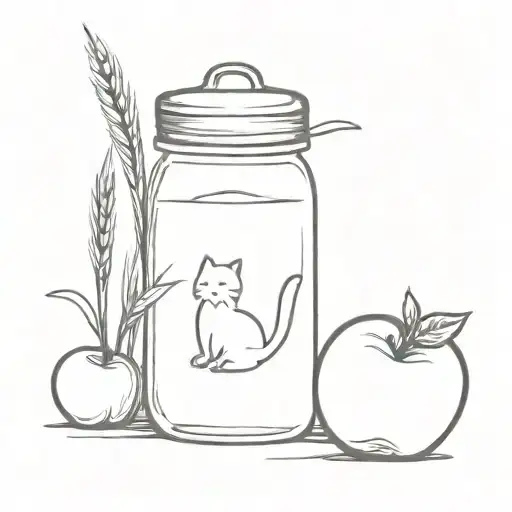 cat tails and apple butter jar  tattoo design idea
