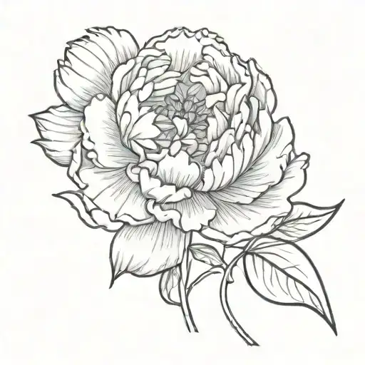 peony flower inscription in latin tattoo design idea