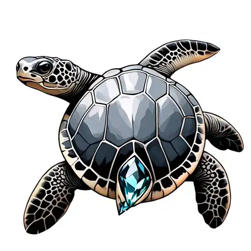 sea turtle with june birthstone colors representing tattoo design idea