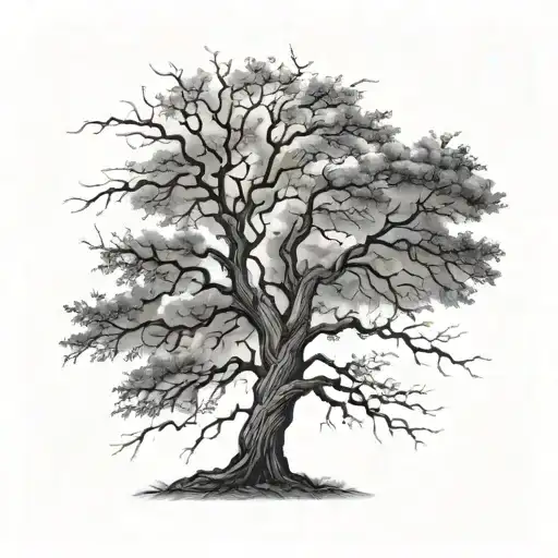 tree in a  lightning storm tattoo design idea