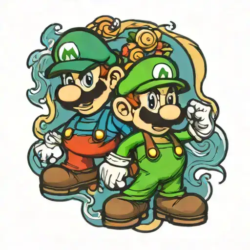 coverup tattoo of Mario and Luigi tattoo design idea