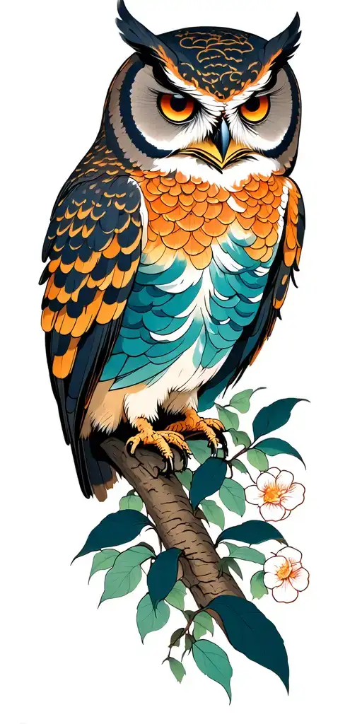 owl mountain forest tattoo design idea
