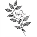 flower stem with leafs tattoo design idea