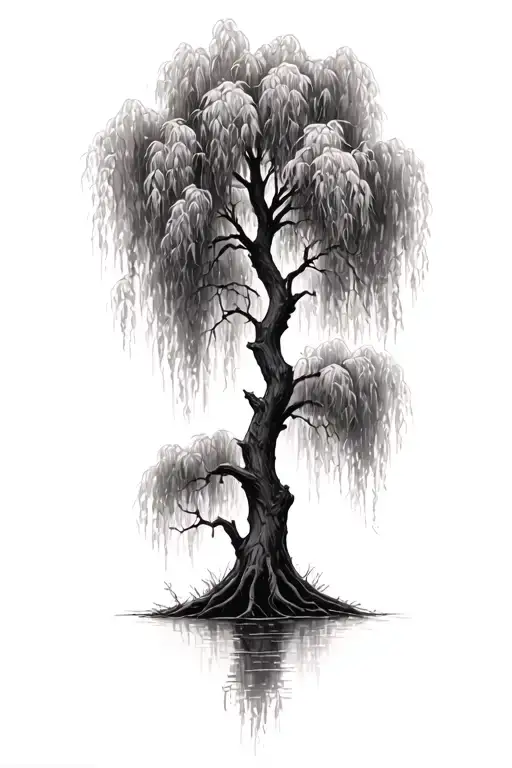 weeping willow tree tattoo design idea