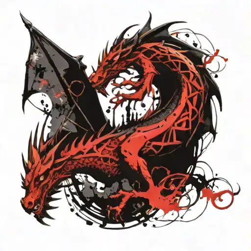 libra symbol dragon tattoo design idea