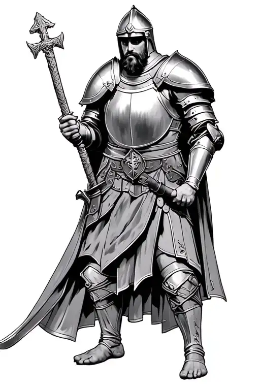 A roman soilder depicting putting on the full armor of God tattoo design idea