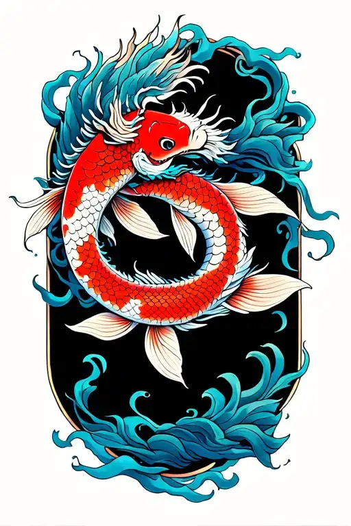 koi fish and dragon tattoo tattoo design idea