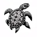 Hawaiian turtle with hawaiian design on the shell pattern tattoo design idea