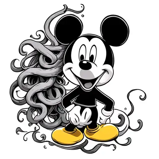 Medusa sleeve featuring Mickey Mouse tattoo design idea