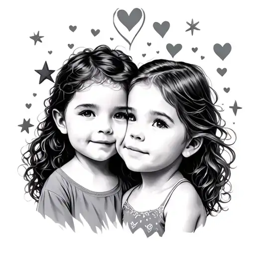 hearts and stars to represent 3 children tattoo design idea