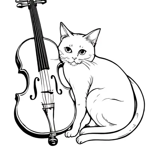 cat on a fiddle in the underworld tattoo design idea