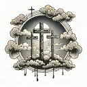 clouds and three crosses  tattoo design idea