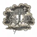 clouds and three crosses  tattoo design idea