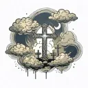 clouds and three crosses  tattoo design idea
