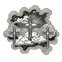 clouds and three crosses  tattoo design idea