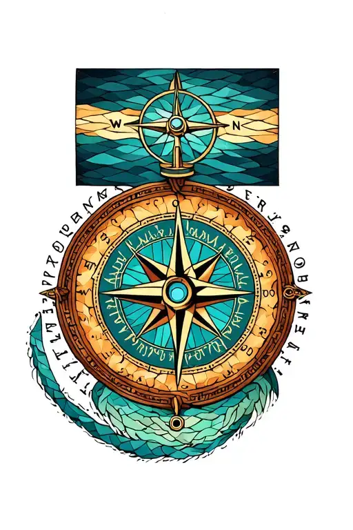 mariner compass with drunkards path quilt pattern representing true north tattoo design idea