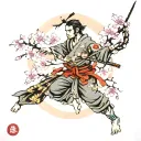 Japanese Sakura tree with samurai on fore arm tattoo tattoo design idea