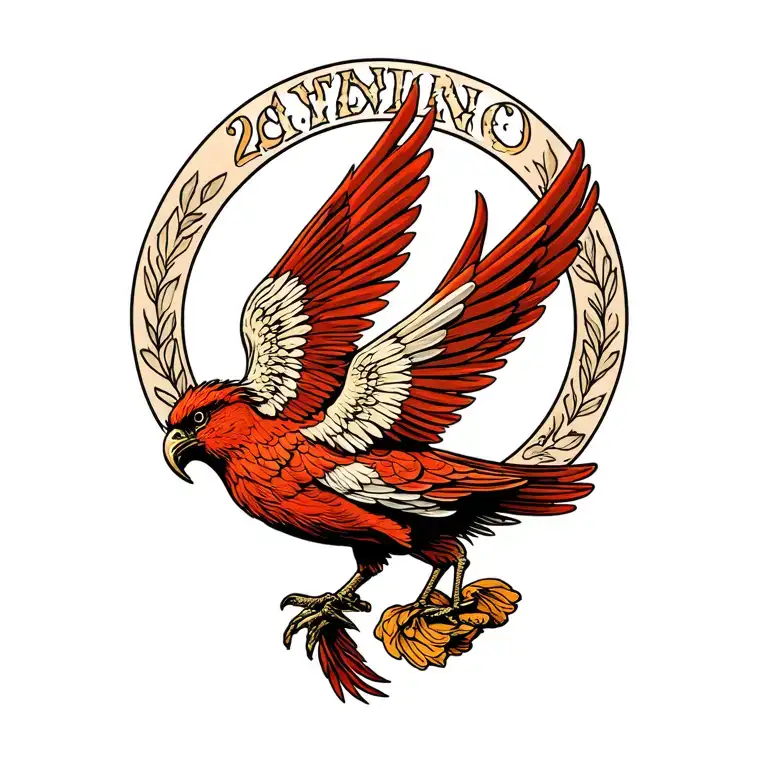 "20" Liver bird rising tattoo design idea