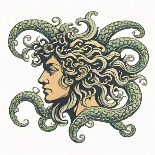 baroque medusa greek mythology with vesrace pattern tattoo design idea