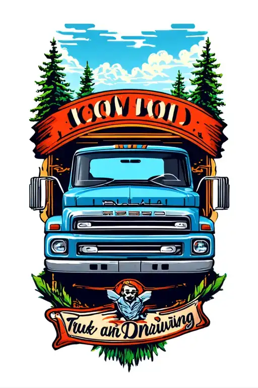 truck driving dad memorial tattoo design idea