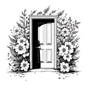 scott pilgrim door with flowers tattoo design idea