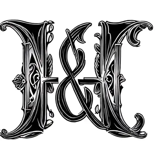 western filigree H&M letters tattoo design idea