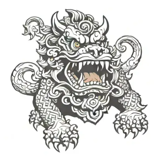 foo dog imposing tattoo design idea
