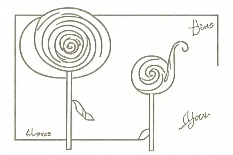 A dainty lollipop with the words "i love you" tattoo design idea