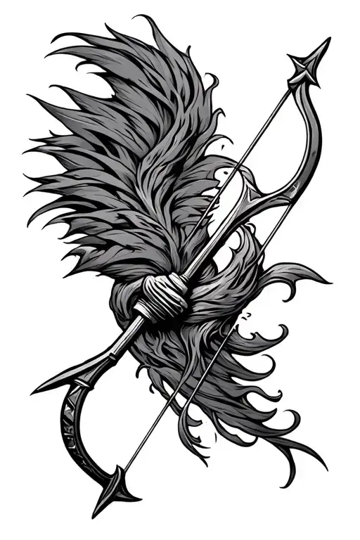 bow and arrow with 11/26/2006 as the arrow tattoo design idea