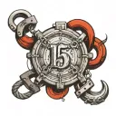 just the number 15 with handcuffs and s and c in the handcuff holes  tattoo design idea