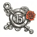 just the number 15 with handcuffs and s and c in the handcuff holes  tattoo design idea