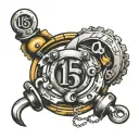 just the number 15 with handcuffs and s and c in the handcuff holes  tattoo design idea