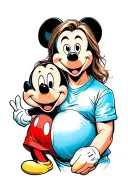 ryan gosling pregnant with mickey mouse baby tattoo design idea