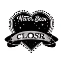 plane making a heart with a dotted line track around the words Never Been Closer tattoo design idea