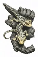 leopard gecko wrapped on log tattoo design idea