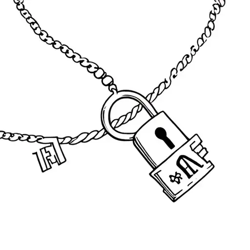 lock with key with initials AS  tattoo design idea