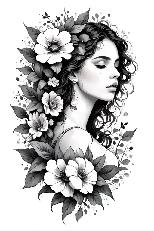 flowers, empowering, growth, femininity strength tattoo design idea