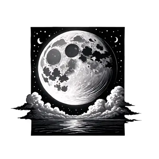 Full Moon With Clouds tattoo design idea