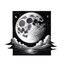 Full Moon With Clouds tattoo design idea