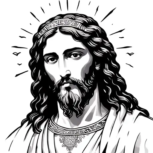 Jesus in Japanese traditional style tattoo design idea