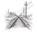 pencil sketch of a telephone wire and a derelict railroad track. tattoo design idea